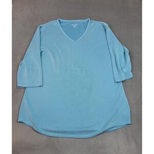 Seg'Ments Tencel V Neck Shirt Womens 2XL Blue Lightweight Stretch‎ Essential